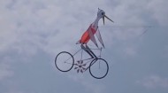这风筝创意牛逼！鹤骑自行车上天了